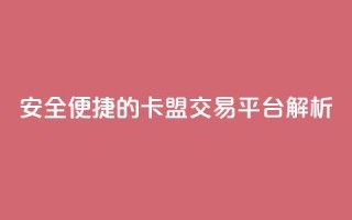 安全便捷的卡盟交易平台解析