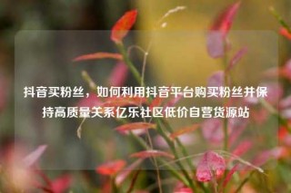 抖音买粉丝，如何利用抖音平台购买粉丝并保持高质量关系亿乐社区低价自营货源站