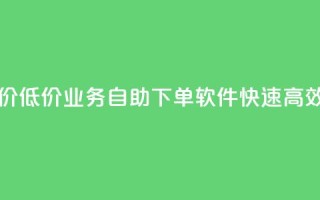 ks业务自助下单软件最低价 - 低价KS业务自助下单软件：快速高效的订单管理工具~