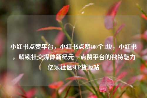 小红书点赞平台，小红书点赞100个1块，小红书	，解锁社交媒体新纪元—点赞平台的独特魅力亿乐社区SUP货源站  第1张