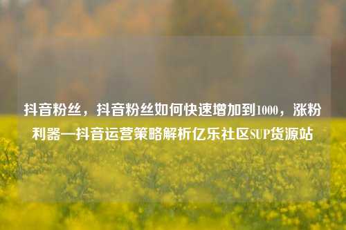 抖音粉丝，抖音粉丝如何快速增加到1000，涨粉利器—抖音运营策略解析亿乐社区SUP货源站  第1张